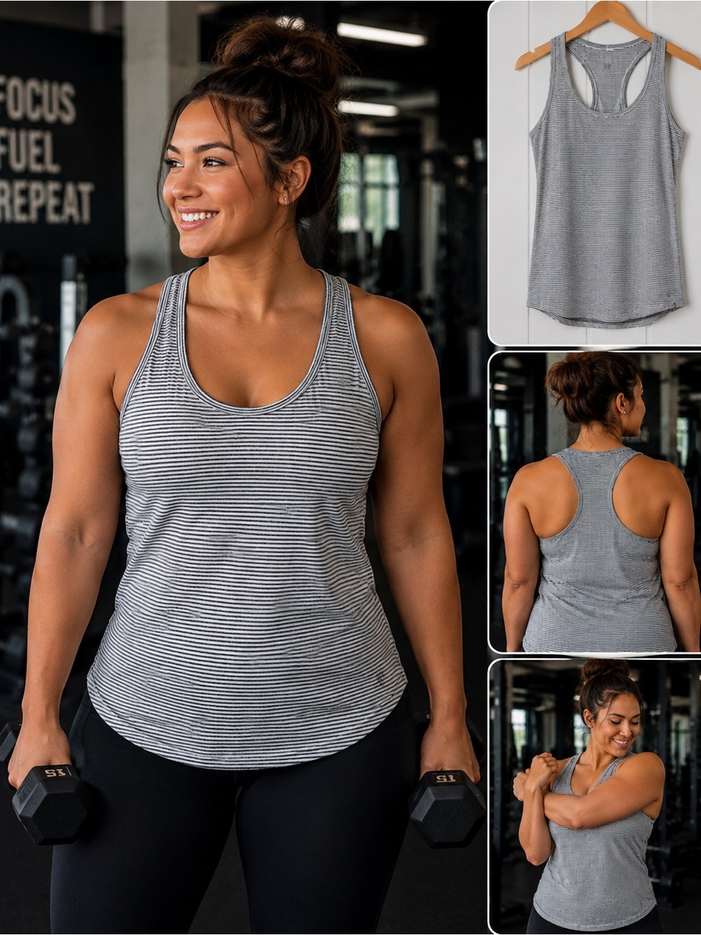 lululemon athletica Striped Racerback Tank - White & Black